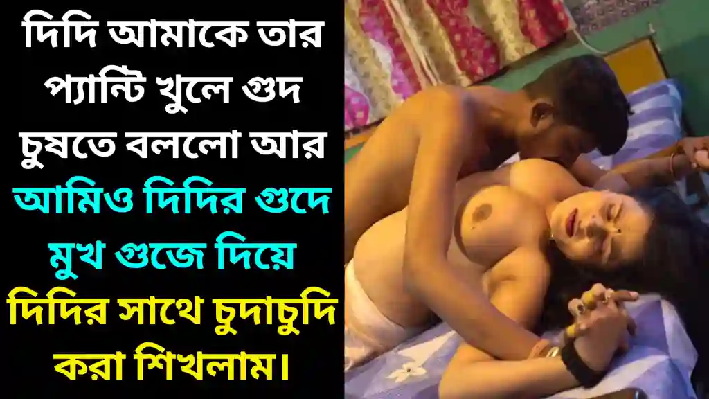 দিদি আমাকে তার প্যান্টি খুলে গুদ চুষতে বললো আর আমিও দিদির গুদে মুখ গুজে দিয়ে দিদির সাথে চুদাচুদি করা শিখলাম।